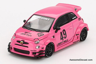 Fiat Abarth 595 LB-WORKS x Abas Works, Gray 1:64 Diecast Model Car