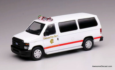 Ford E350 Super Duty Wagon Mini Van, Black 1:64 Diecast Model Van