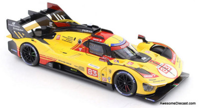 Ferrari 499P #83 2024 Le Mans Hyper Car, Yellow 1:24 Diecast Model Car by Burago