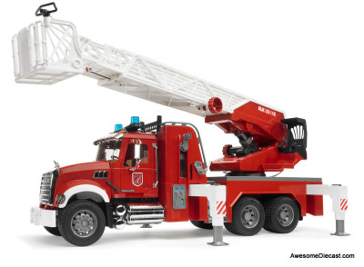 Mack Granite Fire Engine w/Ladder, Pump, Light & Sound Module 1:16 ABS Plastic Model Fire Truck by Bruder