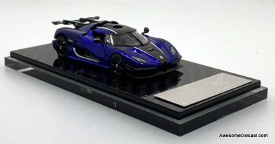 Koenigsegg Agera One, Blue/Carbon Fiber 1:64 Diecast Model Car by Demon King