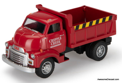 1954 GMC Dump Truck, Red: Cripple Creek Lumber & Hardware 1:48 Diecast Model Truck by Denver Diecast