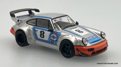 Porsche 964 RWB, Silver Ichiban Boshi #8 1:64 Diecast Model Car by Model M