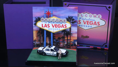Ford Crown Victoria Las Vegas Metropolitan Police Department (LVMPD) w/Figure & Diorama 1:64 Diecast Model Car by Rollin