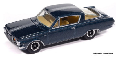 1965 Plymouth Barracuda Formula S, Dark Metallic Blue 1:64 Diecast Model Car by Auto World