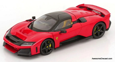 2024 Ferrari F80, Rossa Corsa Red (Black Wheels) 1:18 Diecast Model Car by Burago