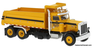 Peterbilt 359 Dump Truck, Yellow: Pacific Concrete & Rock Company Ltd 1:87 Abs Plastic Model Truck by Brekina