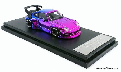 Porsche 993 RWB, Chromed Gradient Purple/Blue 1:64 Diecast Model Car by Street Warrior