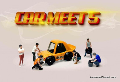 Car Meet 5 Figures 1:64 Diecast Diorama Figures by American Diorama