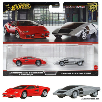 Hot Wheels Premium Car Culture Lamborghini Countach LP5000 QV & Lancia Stratos Zero 1:64 Diecast Model Car by Hot Wheels