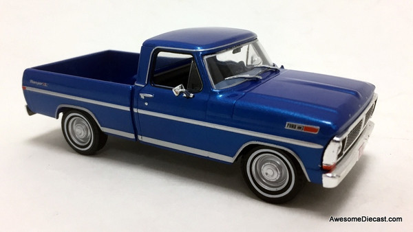Greenlight 1:43 1970 Ford F-100 Ranger Pick Up, Metallic Blue
