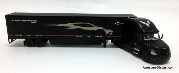 DCP 1:64 2018 Freightliner Cascadia  w/ 53' Wabash DuraPlate Skirted Trailer: 2020 Chevrolet Corvette