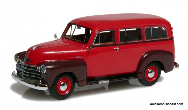 Esval 1:43 1952 Chevrolet 3100 Suburban, Red/Maroon