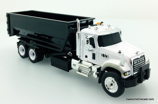 First Gear 1:87 Mack Granite Truck w/Roll-Off Container, White/Black