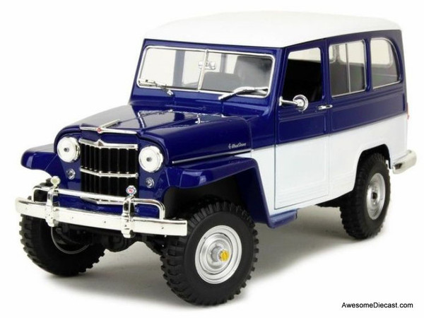 Road Signatures 1:18 1955 Willys Jeep Station Wagon Blue/White