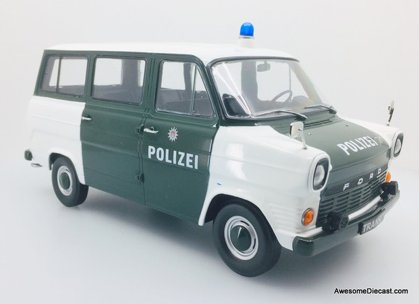 KK Scale 1:18 1969 Ford Transit Mini Bus: Hamburg Police Department, Germany
