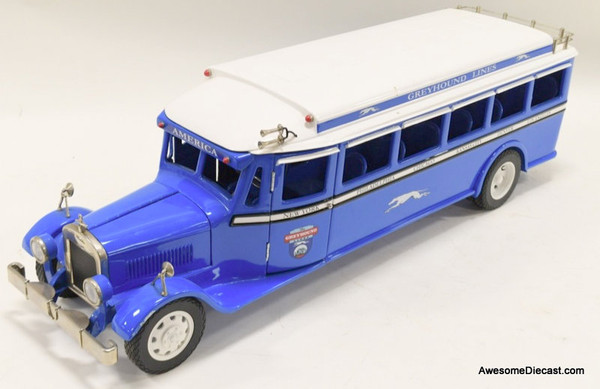 RARE!! Retro 1-2-3 1:8 Greyhound Pressed Steel Motor Coach Bus