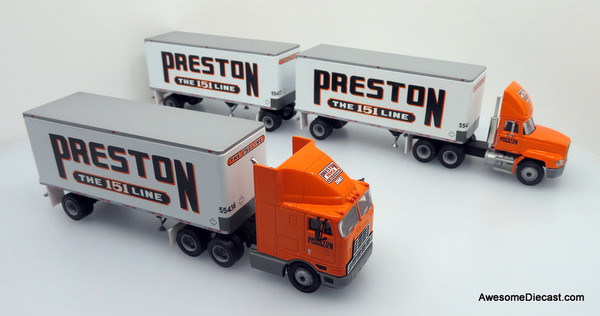 Only One! PEM Tonkin Replicas 1:64 Mack CH600 & International 9800 Day Cabs w/ Triple Pup Trailers: Preston The 151 Line Terminal Set
