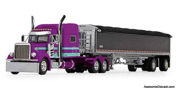 Last One!! DCP by FG 1:64 Peterbilt 379 w/70"  Mid-Roof Sleeper and 50' Wilson Pacesetter Grain Trailer: Justin Allison Trucking