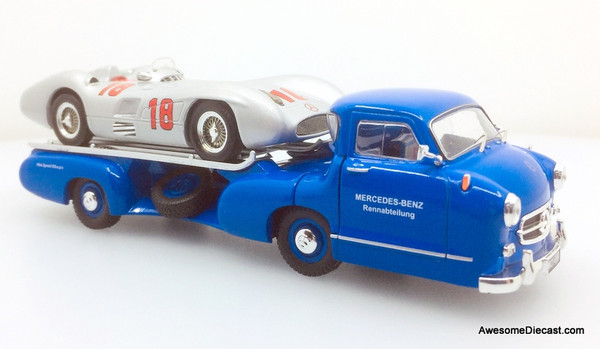 IXO 1:43 Mercedes Benz Car Transporter w/Mercedes W196 R Streamliner Race Car