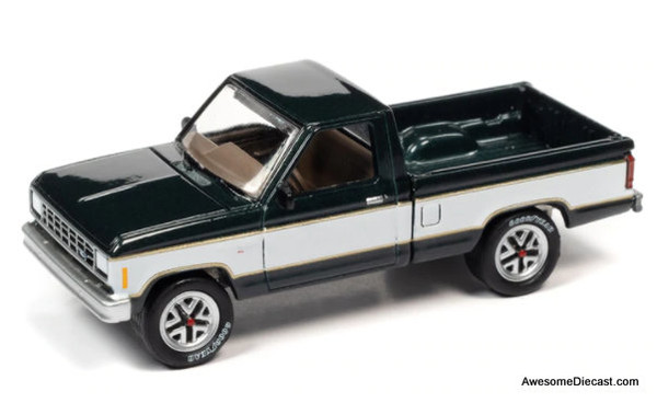 Johnny Lightning 1:64 1983 Ford Ranger XL Pick Up, Dark Spruce Metallic / White Two-Tone