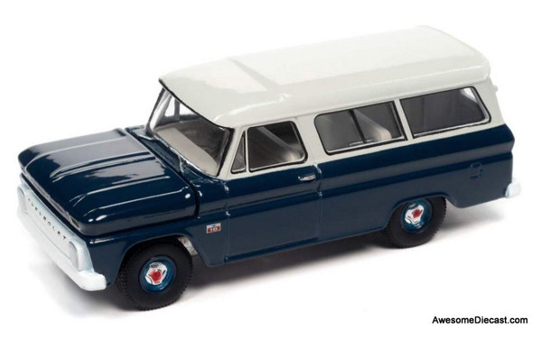 Auto World 1:64 1966 Chevrolet Suburban, Dark Blue / White
