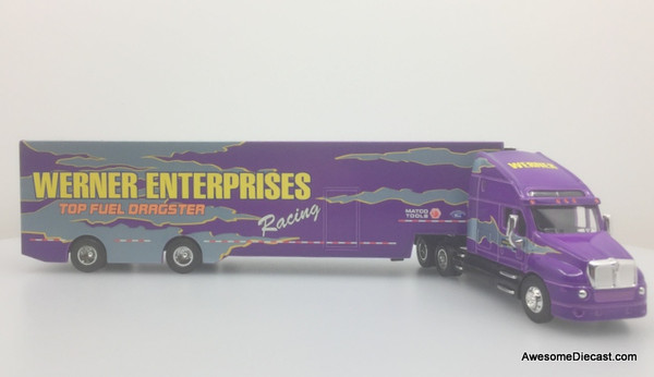 Racing Champions 1:64 Kenworth T200 Sleeper Cab w/Car Transporter: Werner Enterprises, Top Fuel Dragster