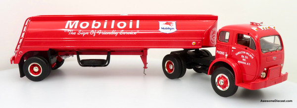 Only One! First Gear 1:34 1953 White 3000 Tractor w/ Tank Trailer: Hamilton-Wilber Oil / Mobiloil