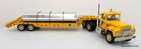 Only One! First Gear 1:34 Mack R-Model and Lowboy Trailer w/ Pipe Load: Pennsylvania Department of Transportation / PennDOT