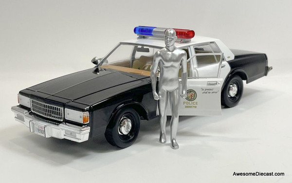Greenlight 1:18 1987 Chevrolet Caprice: Metro Police w/T1000 Liquid Metal Android Figure, Terminator 2 