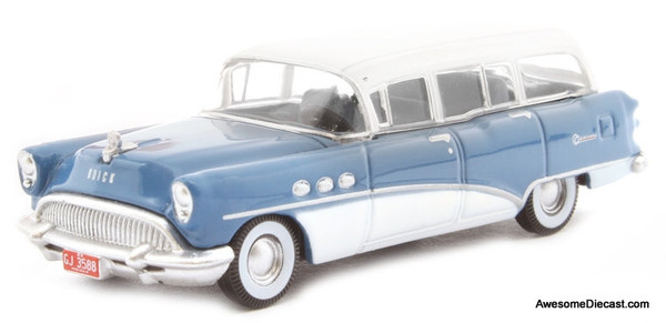 Oxford Diecast 1:87 1954 Buick Century Estate Wagon, Blue/Arctic White