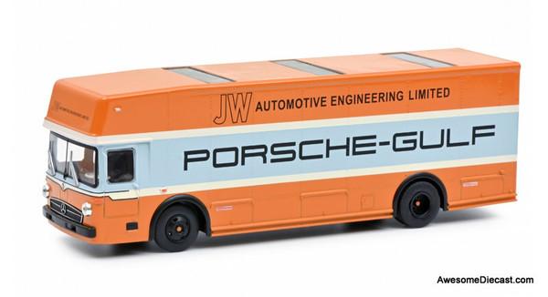 Schuco 1:64 1968 Mercedes Benz O317 Car Transporter: Porsche-Gulf