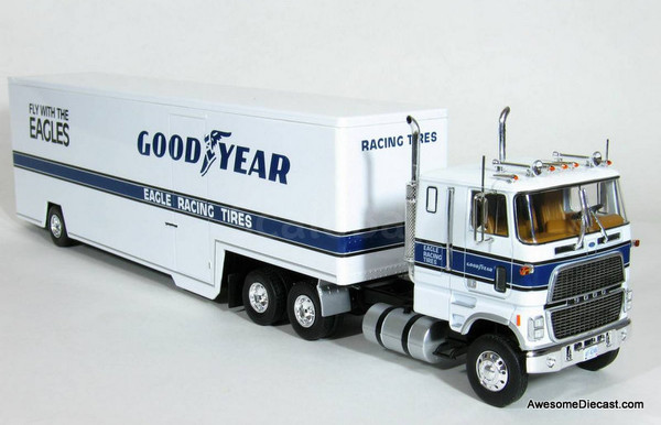 Altaya 1:43 1978 Ford CLT 9000 COE w/Race Car Trailer: Good Year Tires
