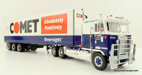 Highway Replicas 1:64 Kenworth K100 Sleeper Cab w/Dry Goods Trailer: Comet Transport 