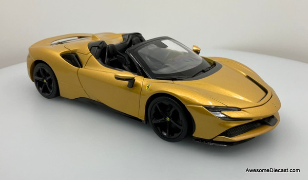 Burago 1:18 Ferrari SF90 Stradale Hybrid Spider , Metallic Gold