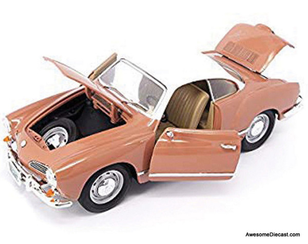 1966 Volkswagen Karmann Ghia - Coral/White 1:18 Diecast Car Model