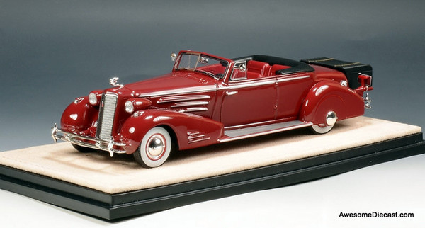 Stamp Models 1:43 1934 Cadillac 452D V16 Victoria Convertible (Roof Down), Maroon