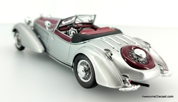 Minichamps 1:43 1938 Horch 855 Special-Roadster, Silver/Red