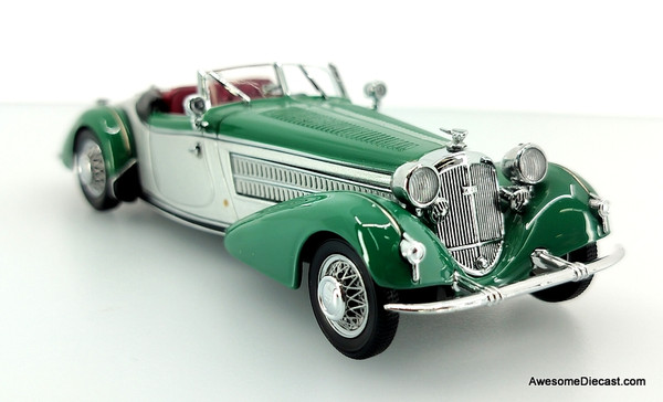 Minichamps 1:43 1938 Horch 855 Special-Roadster, Silver/Green