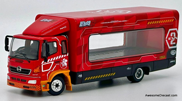 Tiny 1:64 Hino 500 Car Transporter, Red: Eva Racing Test Car