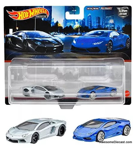 Hot Wheels Premium 1:64 Lamborghini Aventador Coupe & Lamborghini Huracan LP 610-4
