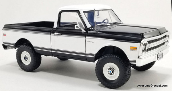 1969 Chevrolet K10 4x4 Classic Black/White 1:18 Diecast Metal Car by Acme