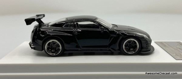 Nissan GTR R-35 Rocket Bunny, Black 1:64 Diecast Model Car by Flame