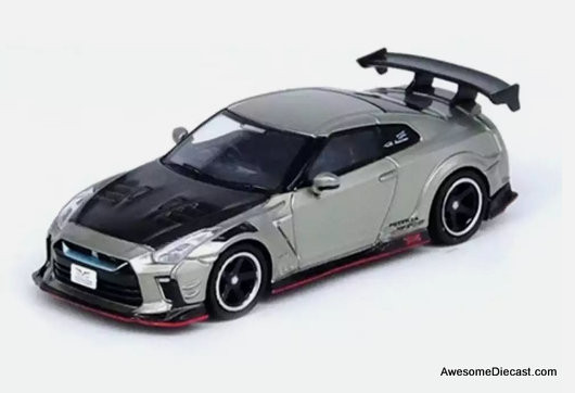 Nissan Skyline GT-R R35 "Top Secret"Tokyo Auto Salon 2024, Gray/Carbon Fiber 1:64 Diecast Model Car by Inno64