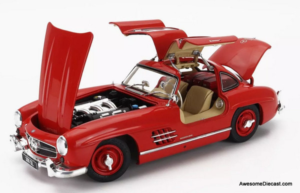 1954 Mercedes Benz 300SL Coupe (W198) Gullwing, Red 1:18 Diecast