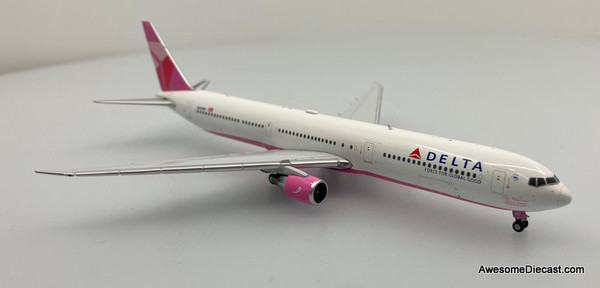 Boeing 767-400ER: Delta Airlines (Reg #N845MH) Evelyn H Lauder Pink Plane 1:400 Diecast Model Plane by Gemini Jets