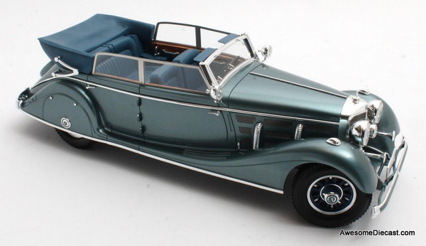 1936 Mercedes Benz W07 Grosser Cabriolet D, Blue 1:18 Resin Cast Model by Matrix