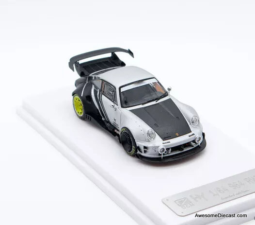 Porsche 964 RWB Silver/Black 1:64 Diecast Model Car by DCM