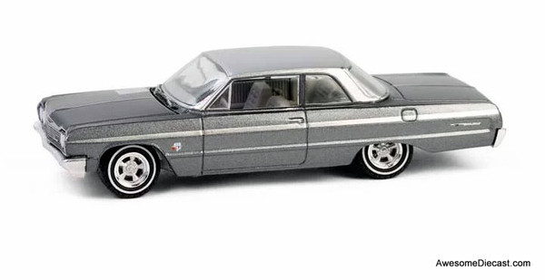 1964 Chevrolet Bel Air (California Lowrider), Dark Gray Metallic/Silver Metallic 1:64 Diecast Model Car by Greenlight