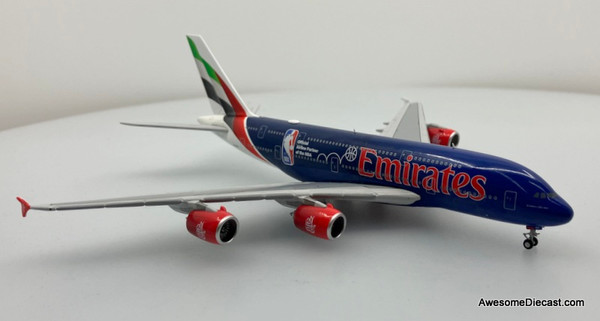 Airbus A380-800:Emirates (Reg #A6-EOD) NBA Livery 1:400 Diecast Model Plane by Gemini Jets
